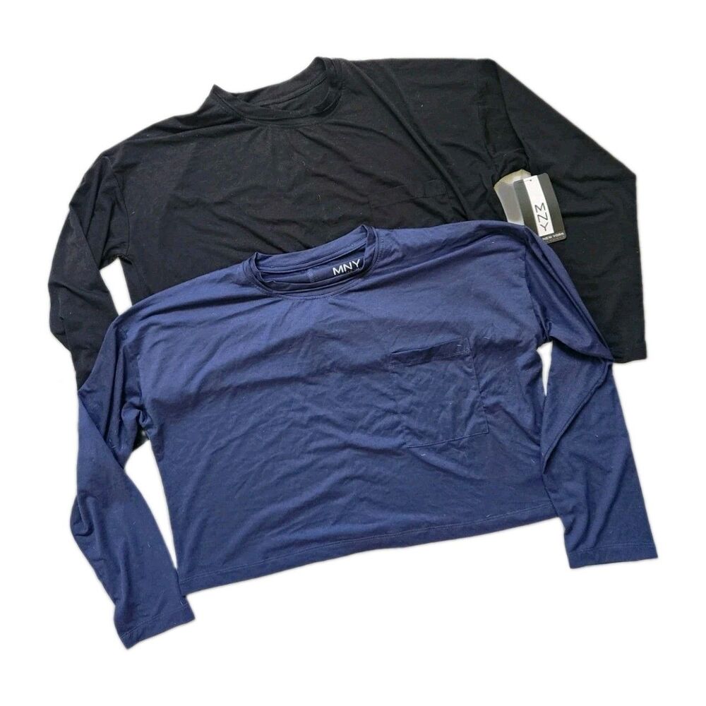 NWT Lot Of 2 Marc New York Performance Crop Shirts Black Blue Womens XL Pocket
